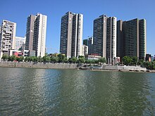 Buildings in the city proper on the Wei River bank.