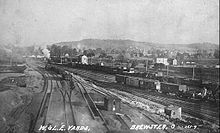 The railroad's Brewster, Ohio, yards in 1910. Wheeling and Lake Erie yards Brewster Ohio 1910.JPG