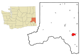 Whitman County Washington Incorporated and Unincorporated areas Pullman Highlighted.svg