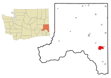 Whitman County Washington Incorporated en Unincorporated gebieden Pullman Highlighted.svg