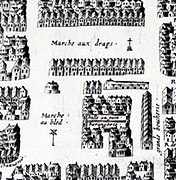 La place découpée en marché au blé et marché au drap.