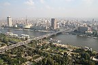 Мост 6 октября и остров Гезира на переднем плане, Нил и центр Каира на заднем плане
