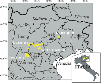 Map of northern Italy showing the location of the Thirteen Communities Zimbern.png