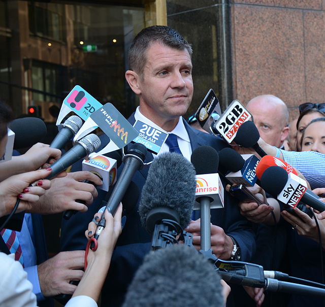 Baird at the official reopening of the Lindt Café, Martin Place, Sydney, March 2015.