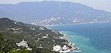 The Crimean Mountains in the background and Yalta as seen from the Tsar's Path.