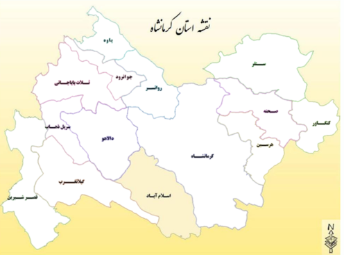 موقعیت اسلام‌آباد غرب در استان کرمانشاه