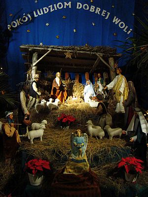 English: Christmas Nativity scene at the Franc...