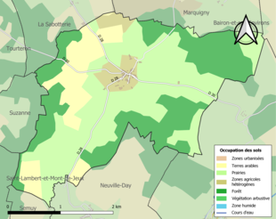 Carte en couleurs présentant l'occupation des sols.