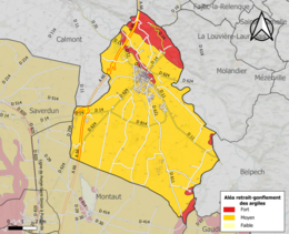 Zonage de l'aléa retrait-gonflement des argiles sur la commune de Mazères.