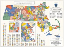 Map of the 160 districts of the Massachusetts House of Representatives apportioned in 1993 1993 Massachusetts state House of Representatives district map.jpg