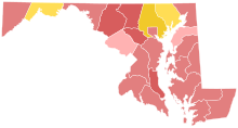 Results by county
Sauerbrey
40-50%
50-60%
60-70%
Bentley
40-50%
50-60% 1994 Maryland gubernatorial Republican primary election results map by county.svg