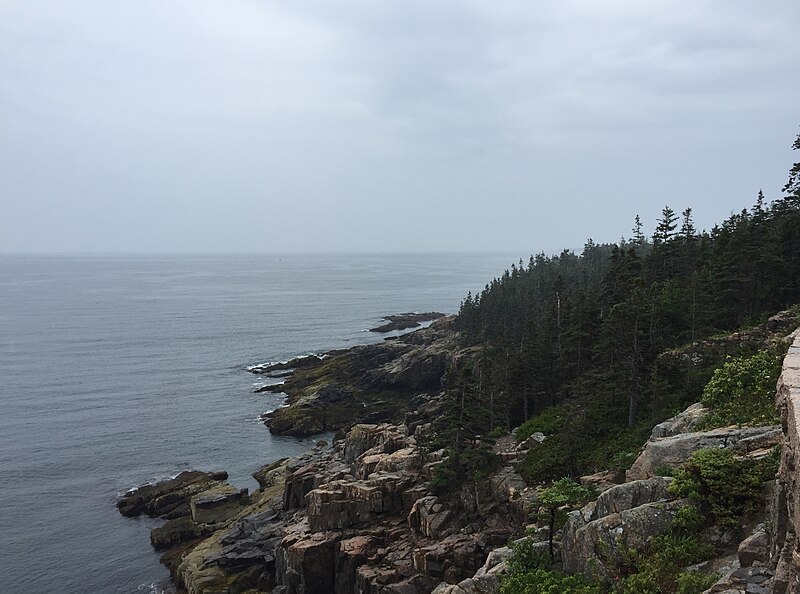 File:2017-07-27 08 40 09 View south from the Otter Cliffs Overlook within Acadia National Park, in Bar Harbor, Hancock County, Maine.jpg