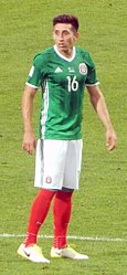 Héctor Herrera, nomeado mellor xogador do torneo, en 2017 durante un partido da Copa Confederacións de Rusia coa selección absoluta de México