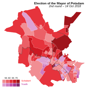 Results of the second round of the 2018 mayoral election.