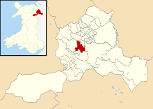 Location of the Ponciau electoral ward in Wrexham County Borough, Wales