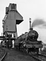 Leander frente a la torre del carbón en Carnforth MPD, 02/1983.