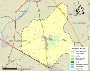 Kolorowa mapa przedstawiająca użytkowanie gruntów.