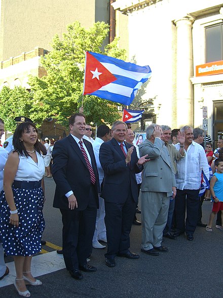 Menendez marching in the annual Cuban Day Parade in North Hudson, New Jersey