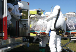 The Aeromedical Isolation Team (AIT) of the U.S. Army operated mobile biocontainment equipment designed for patient care and transport from 1978 to 2010. (Photo by Bruce Maston, 2007) AIT1.png