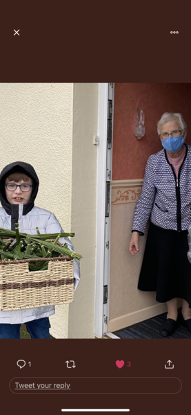 File:A beautiful moment in Carlow where, Cillian collects St. Brigid’s crosses from Sr. Dolores, probably the best teacher who has taught may the art of cross making.png