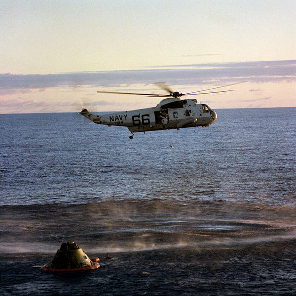 File:A member of the Apollo 10 crew is hoisted into a helicopter from the prime recovery ship, USS Princeton.jpg