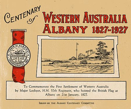 Front page of Centenary of Western Australia Albany 1827-1927 Albany Centenary Book 1927.jpg