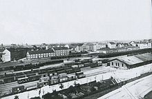 Der westliche Bahnhofsanbau und links im Hintergrund der Packhof