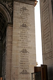 French victories of the Peninsular War inscribed on the Arc de Triomphe Arc de Triomphe mg 6835.jpg
