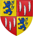 Coat of arms of Percy and Lucy families quartered, arms of the Earls and Dukes of Northumberland.Français : Écartelé : aux 1 et 4, d'or, au lion d'azur (alias armé et lampassé de gueules) [Percy]; aux 2 et 3, de gueules, à trois brochets d'argent, posés en pal, 2 et 1 [Lucy]; English: Quarterly, 1st and 4th, d'or a lion rampant azure [Percy, Earls of Northumberland], 2nd and 3rd, Gules, three lucies hauriant argent [Lucy of Cockermouth Castle, Lords of Egremont]