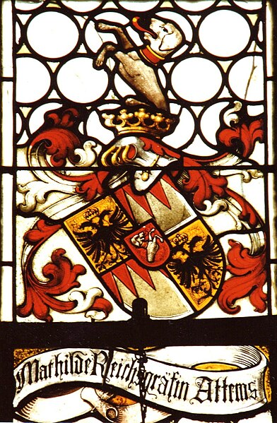 File:Attems Wappen in einem Fenster der Stiftskirche zu Millstatt Millstatt.jpg