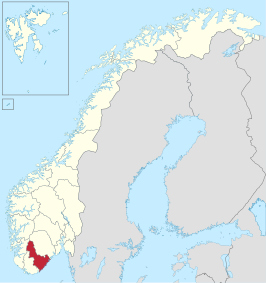 Kaart van Aust-Agder fylke