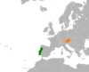 نقشهٔ موقعیت اتریش و پرتغال.