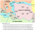 Map of Military Frontier sections in Syrmia, Bačka, and Pomorišje in 1718–44