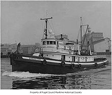 Barbara Foss, a diesel powered tugboat, at sea, n.d. (5709744367).jpg