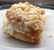 A Bavarian cream crumb pastry