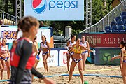 Deutsch: Beachhandball Europameisterschaften 2019 (Beach handball Euro); Tag 3: 4. Juli 2019 – Frauen, Hauptrunde Gruppe II, Deutschland-Spanien 1:2 (18:24, 24:14, 8:9) English: Beach handball Euro; Day 3: 4 July 2019 – Women Main Round Group II – Germany-Spain 1:2 (18:24, 24:14, 8:9)