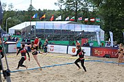 Deutsch: Beachhandball Europameisterschaften 2019 (Beach handball Euro); Tag 3: 4. Juli 2019 – Frauen, Hauptrunde Gruppe I, Ungarn-Niederlande 0:2 (20:23, 14:21) English: Beach handball Euro; Day 3: 4 July 2019 – Women Main Round Group I – Hungary-Netherlands 0:2 (20:23, 14:21)