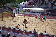 Deutsch: Beachhandball bei den Olympischen Jugendspielen 2018; Tag 4, 10. Oktober 2018; Mädchen, Vorrunde, Gruppe A - Ungarn-Chinese Taipei (Taiwan) 2:0 English: Beach handball at the 2018 Summer Youth Olympics at 10 October 2018 – Girls Preliminary Round Group A‎ – Hungary-Chinese Taipei 2:0