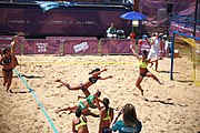 Deutsch: Beachhandball bei den Olympischen Jugendspielen 2018; Tag 4, 10. Oktober 2018; Mädchen, Vorrunde, Gruppe A - Ungarn-Chinese Taipei (Taiwan) 2:0 English: Beach handball at the 2018 Summer Youth Olympics at 10 October 2018 – Girls Preliminary Round Group A‎ – Hungary-Chinese Taipei 2:0