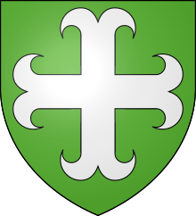 Wappen: Silber mit im Sand verankertem Kreuz
