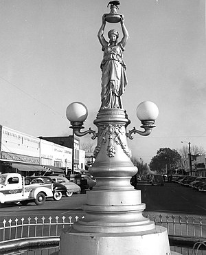 The Boll Weevil Monument in Enterprise at its original location