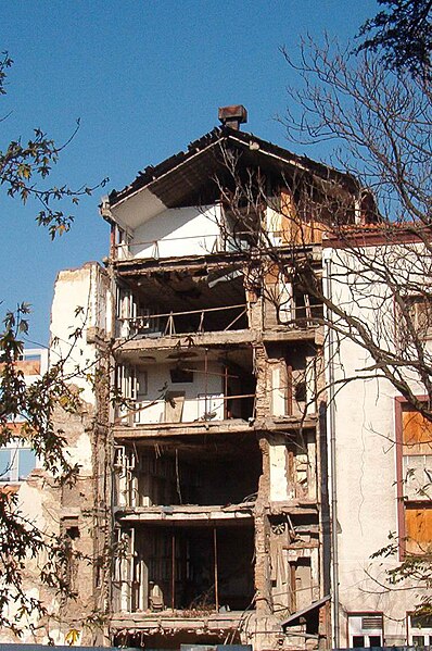 The building of Radio Television of Serbia was destroyed by NATO on 24 April 1999.