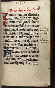 A page from an English Carthusian customary manuscript, c. 1450-1549 Carthusian customary manuscript.jpg
