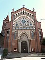 Facciata della chiesa di Santa Maria della Pieve, Cavallermaggiore, Piemonte, Italia