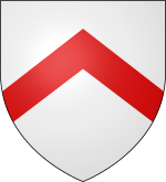 An "Argent a chevron gules" in heraldic terminology Chevron demo.svg