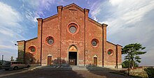 Facade of church Chiesa di San Maurizio a Pinerolo TO rectilinear.jpg