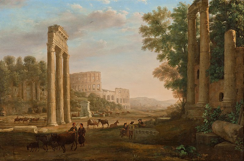 Dipinto fi Claude Lorrain, Capriccio with Ruins of the Roman Forum