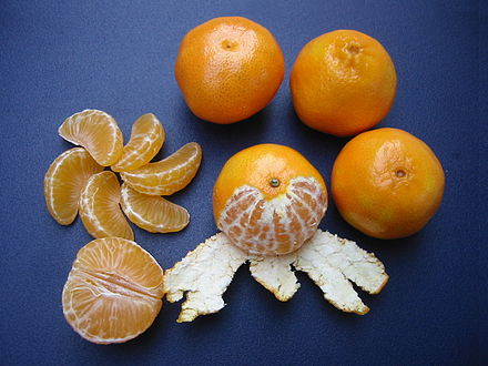Five clementines whole, peeled, halved and sectioned