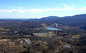 Caryville with Cove Lake State Park in the background