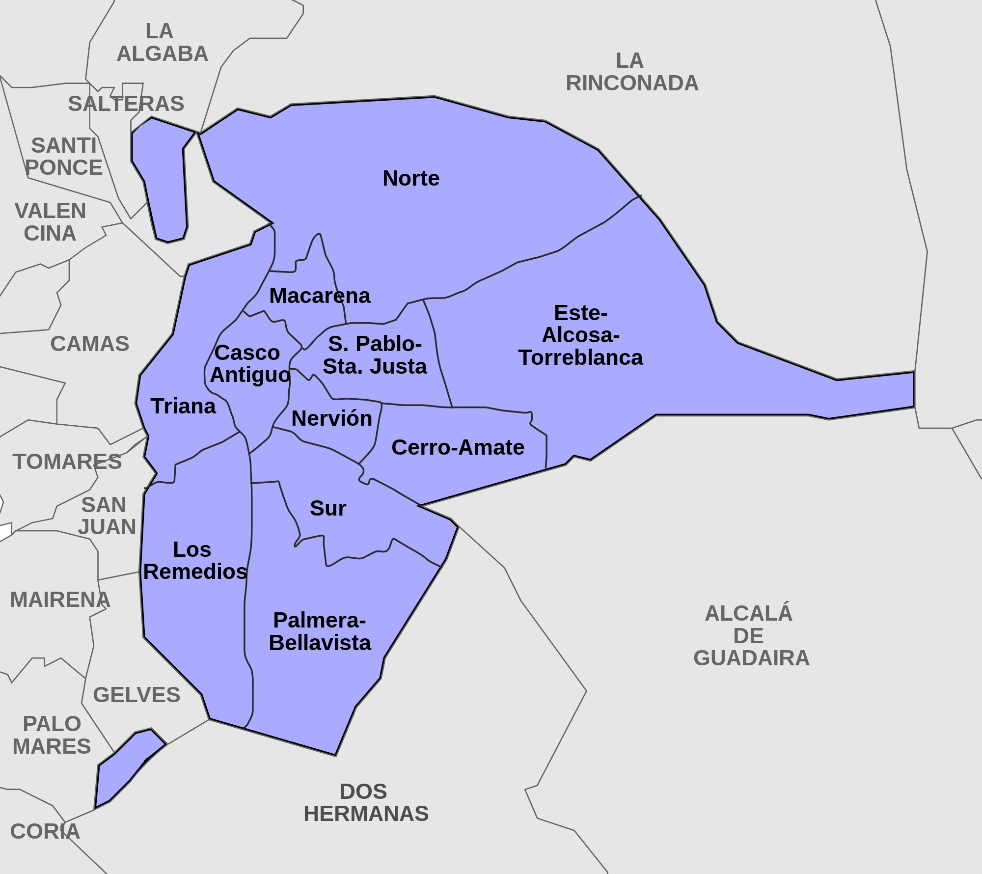Image result for map of seville neighborhoods